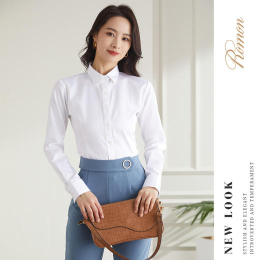 【100棉】罗蒙女式长袖衬衫舒适棉柔亲肤透气四季百搭休闲商务衬衣 商品图2