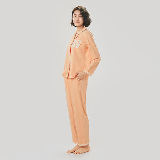都市丽人好睡好眠女士睡衣单面无尘棉棉质薄款长袖长裤类家居服套装新年本命年红品LH31H2 商品图2