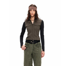 NUTH“黑三角”｜拼接小高领修身双拉链开衫外套