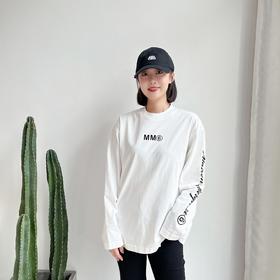 早秋新款手臂字母印花圆领宽松长袖T恤卫衣男女同款