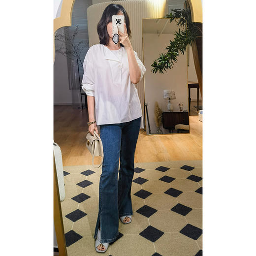 【活动商品，不退不换】【可可推荐】巴黎博主私服  修腿神技 复古微喇侧开衩天丝棉牛仔裤 一秒施展PS神技  瘦腿、直腿、长腿一步到位 商品图6