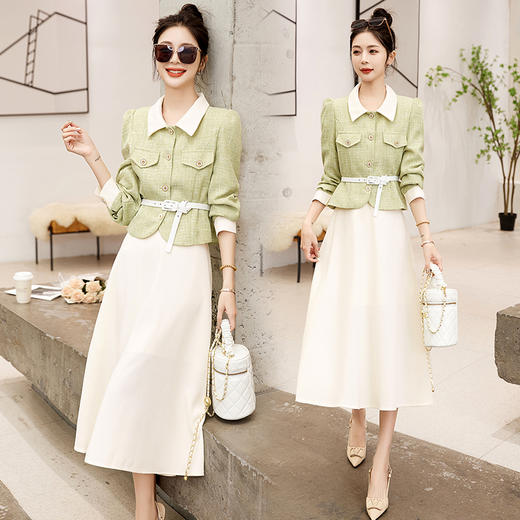 春装新款，小香风法式小西装+半身裙两件套套装HR-AQHUI23015 商品图2