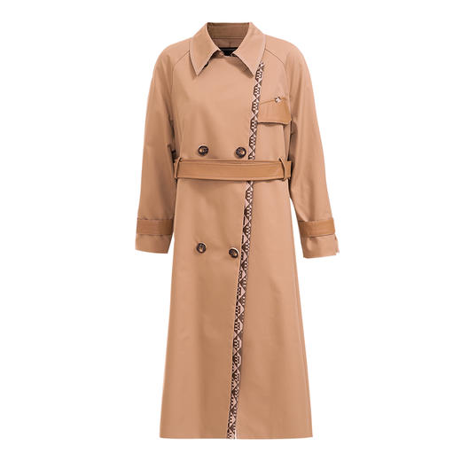 EITIE爱特爱秋季新款宽松廓形双排扣翻领长款显瘦风衣外套女7104808 商品图6