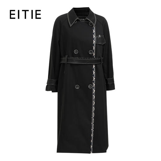 EITIE爱特爱秋季新款宽松廓形双排扣翻领长款显瘦风衣外套女7104808 商品图1