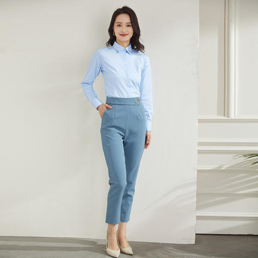 【60长绒棉】罗蒙四季百搭女式长袖衬衫优雅简约纯色基础商务衬衣女 商品图7