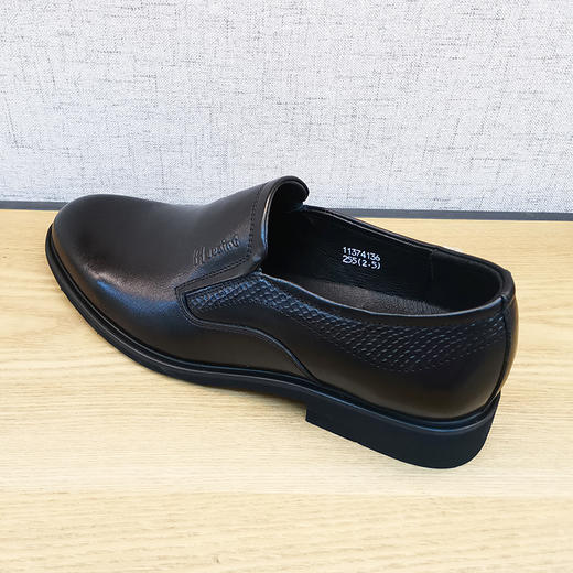 豪行秋款11374136真皮商务正装休闲皮鞋一脚蹬黑低跟舒适工作鞋男 商品图3