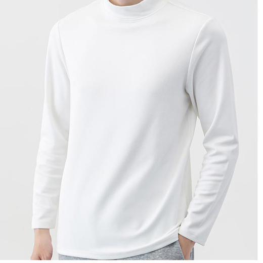 半身缘男装 秋季慵懒风半高领加绒长袖加厚针织衫打底衫6608 商品图1