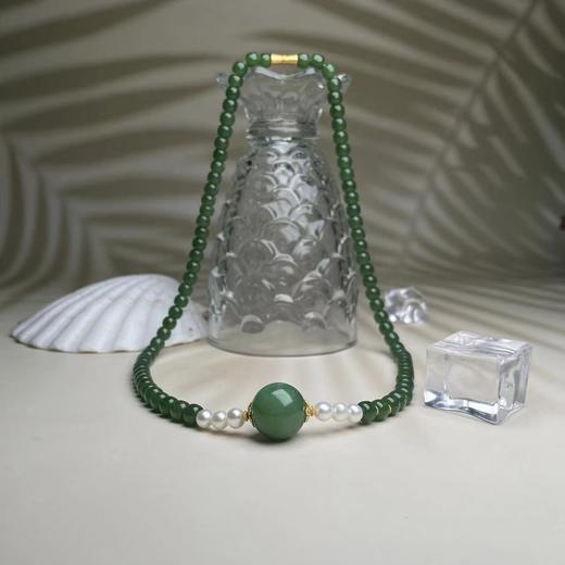 18k碧玉项链-配珍珠老型珠15 商品图0