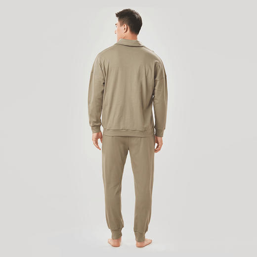 都市丽人都市锋尚舒适外出男士睡衣40支CVC双面棉质薄款长袖长裤类家居服套装新年本命年红品FH30B8 商品图3