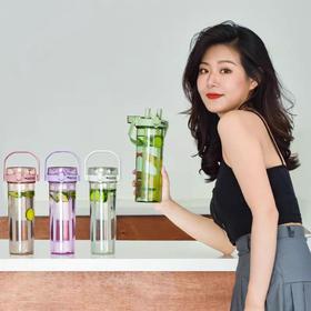 康巴赫生活馆学生水杯提手杯四色双吸管杯水杯