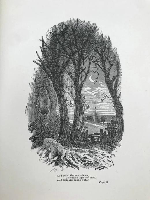 约19世纪后期 朗费罗诗集 约12幅插图 漆布精装32开 商品图11