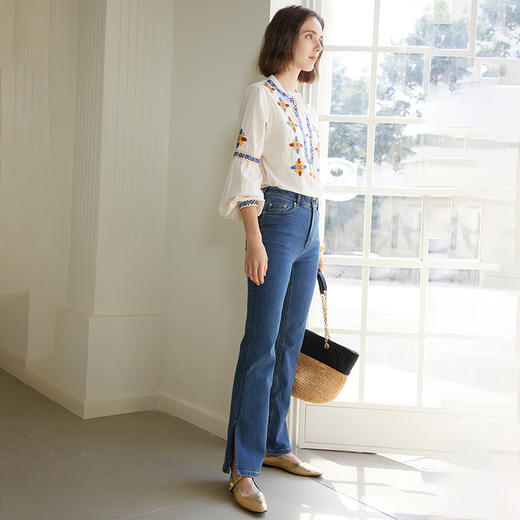 【活动商品，不退不换】【可可推荐】巴黎博主私服  修腿神技 复古微喇侧开衩天丝棉牛仔裤 一秒施展PS神技  瘦腿、直腿、长腿一步到位 商品图8