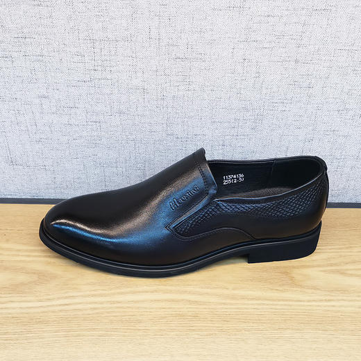 豪行秋款11374136真皮商务正装休闲皮鞋一脚蹬黑低跟舒适工作鞋男 商品图4