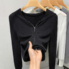 时尚百搭，连帽针织开衫女薄款长袖打底衫早秋新款带帽拉链上衣SG-6395ADYJ 商品缩略图1