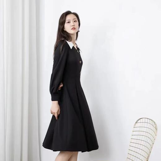 诗梦黑色撞色连衣裙 商品图2