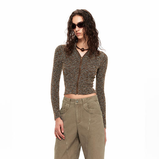 NUTH“颗粒噪点”｜长袖针织衫女修身显瘦拉链开衫上衣 商品图4