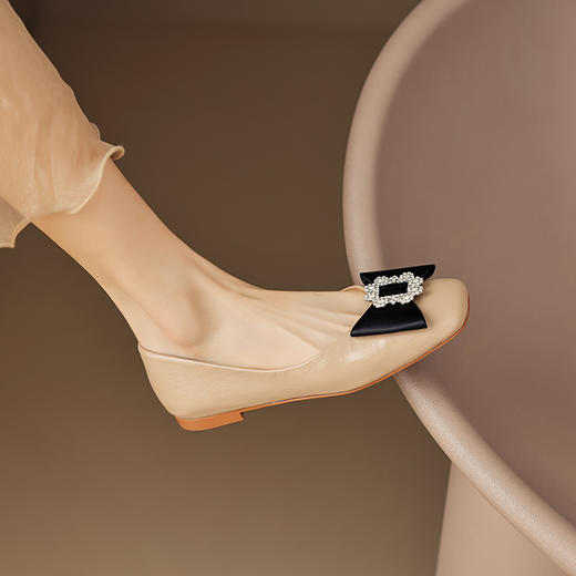 真皮方头蝴蝶结，复古休闲平底鞋OFSM-OF6786 商品图10