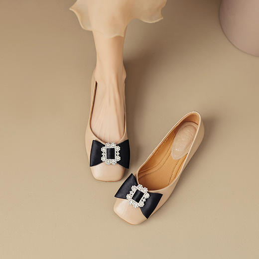 真皮方头蝴蝶结，复古休闲平底鞋OFSM-OF6786 商品图9