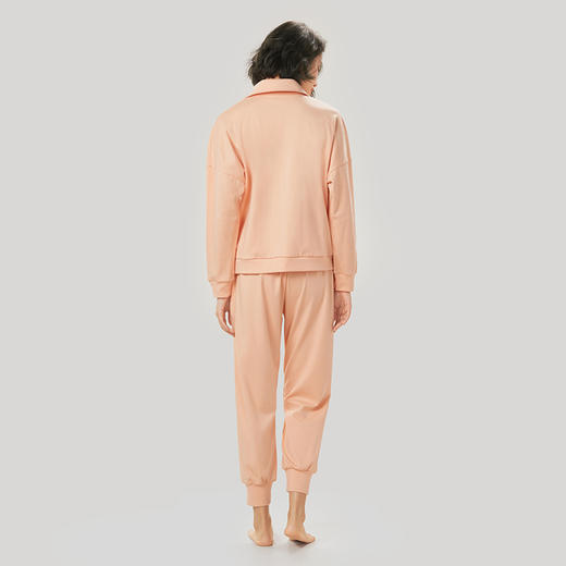 都市丽人舒适外出女士睡衣40支CVC双面棉质薄款长袖长裤类家居服套装LH30B8 商品图3
