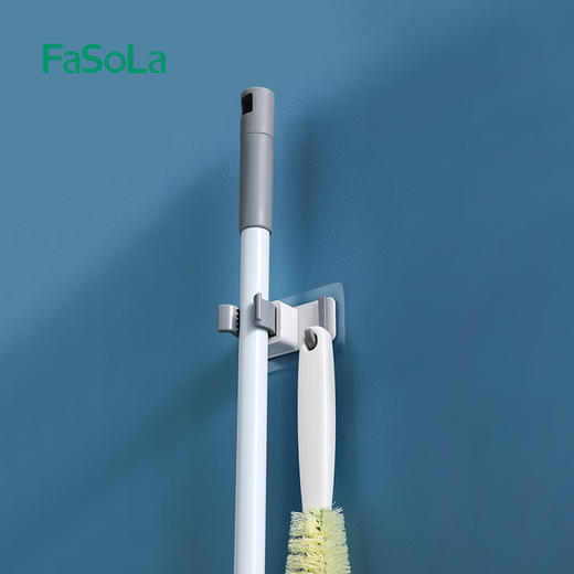 FaSoLa 拖把壁挂夹扫把挂钩固定架拖布免打孔卫生间多功能置物架神器 商品图6