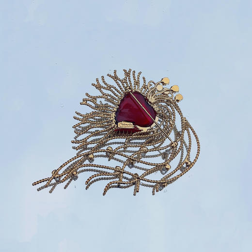 订购6个月到｜Gripoix Paris-Heart Brooch-红色 琉璃 爱心 金属 胸针［法国设计师］ 商品图2
