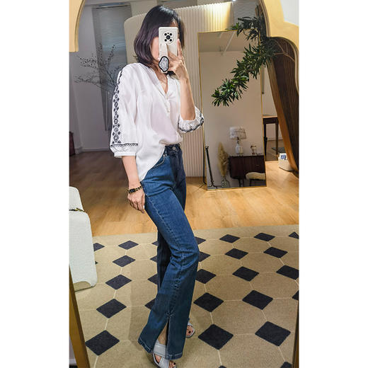 【活动商品，不退不换】【可可推荐】巴黎博主私服  修腿神技 复古微喇侧开衩天丝棉牛仔裤 一秒施展PS神技  瘦腿、直腿、长腿一步到位 商品图2