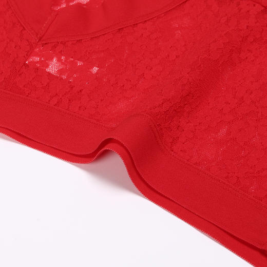 都市丽人基础系列纯色蕾丝网布三角女士内裤新年本命年红品中腰三角裤LK32D5 商品图6