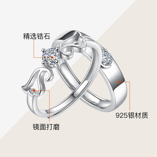 Winy925纯银爱的羽翼戒指送女友闺蜜节日生日礼物 商品图3