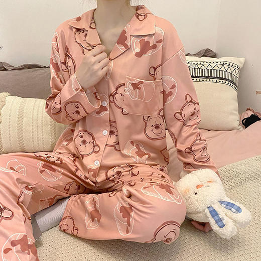 【女性春秋季的选择！卡通休闲设计开衫睡衣】女春秋季长袖长裤套装秋大码卡通休闲学生家居服两件套秋 商品图3