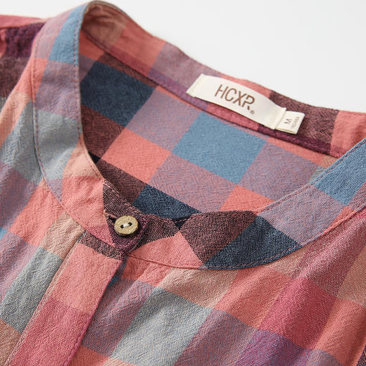 秋季多巴胺立领格子长袖衬衣，新款气质衬衫设计感上衣GYM-B1557 商品图2