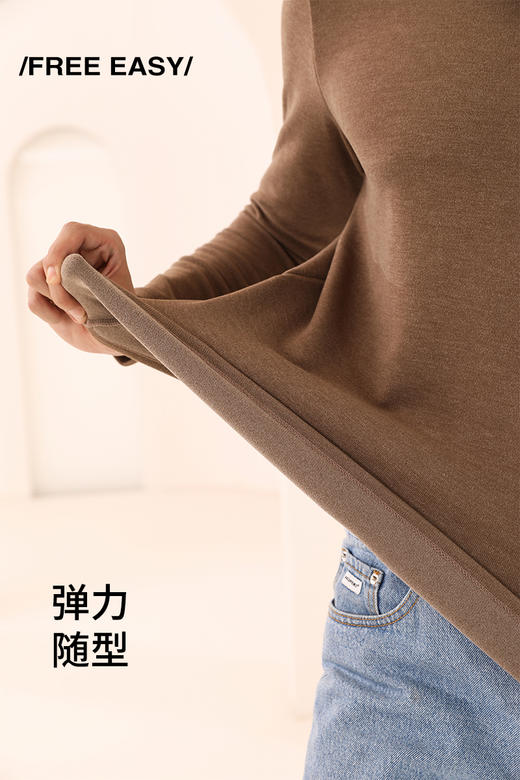 半身缘男装 秋季慵懒风半高领加绒长袖加厚针织衫打底衫6608 商品图7