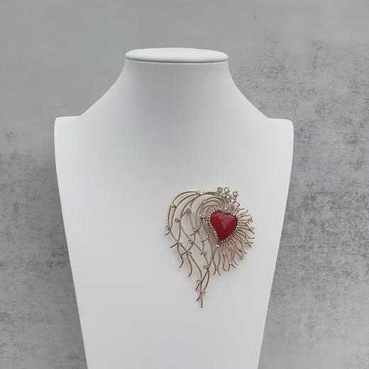 订购6个月到｜Gripoix Paris-Heart Brooch-红色 琉璃 爱心 金属 胸针［法国设计师］ 商品图3