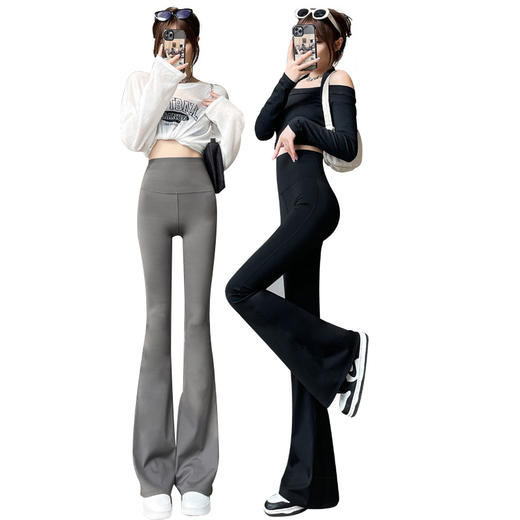 【闭眼入！潮流高腰喇叭裤】黑色微喇鲨鱼裤女高腰拖地裤，修身显瘦，宽松舒适，穿上春秋时尚气质满满，展现女性迷人曲线。 商品图4