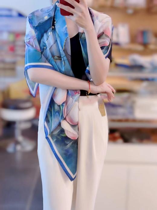 优品堂【花魁方巾】90*90桑蚕丝方巾 商品图0