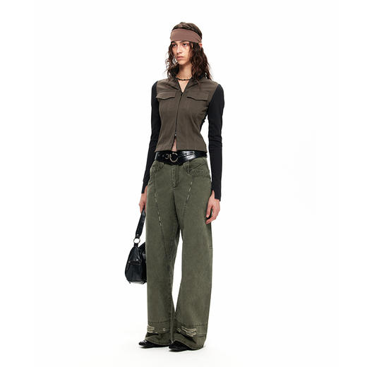 NUTH“黑三角”｜拼接小高领修身双拉链开衫外套 商品图3