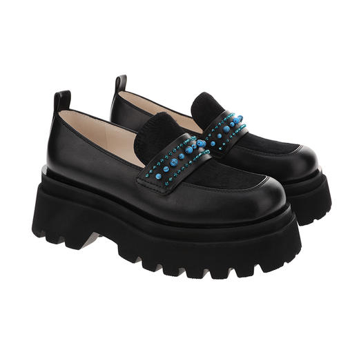 sheme高原狂想曲系列绿松石水晶点缀简约时尚女士乐福鞋可定制 商品图5