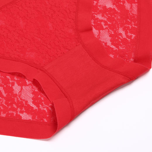 都市丽人基础系列纯色蕾丝网布三角女士内裤新年本命年红品中腰三角裤LK32D5 商品图7