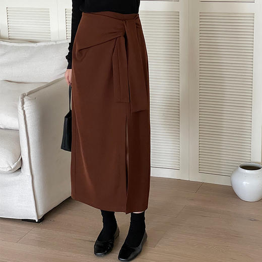 【不规则系带开叉半身裙女】2023秋季新款韩版高腰修身显瘦气质包臀裙，3D立体裁剪 显高显瘦，穿上后气质shi足的让姐妹们大方异彩简洁又不失气质的颜色搭配，将你的时尚气质休闲展现俏皮。 商品图7