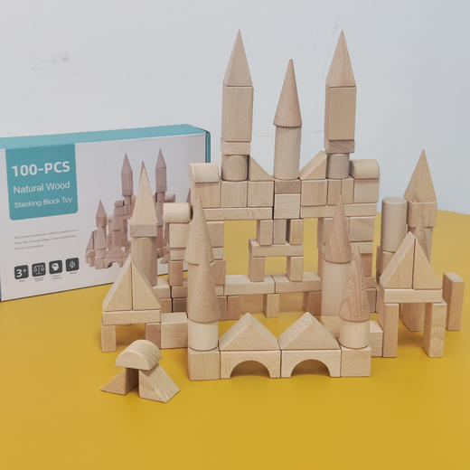🌈69💰秒木博士【纯木城堡积木】100Pcs大套装，欧洲进口榉木🪵安全无油漆，比普通积木玩的更放心！ 📣100Pcs只要69元，而且是纯进口实木材质，性价比太高了！ 商品图6