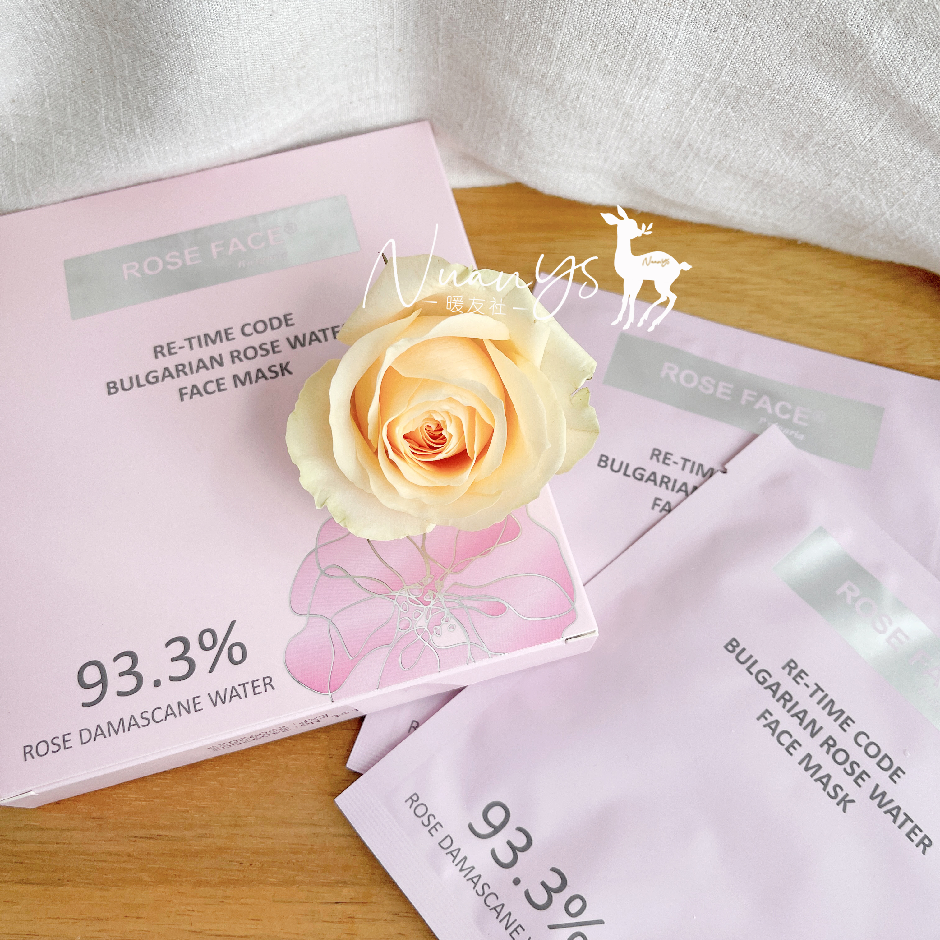 【bu水 俢护泛红 细嫰 改善谙沉 淡细紋】保加利亚玫瑰面膜 25ml*5片  roseface