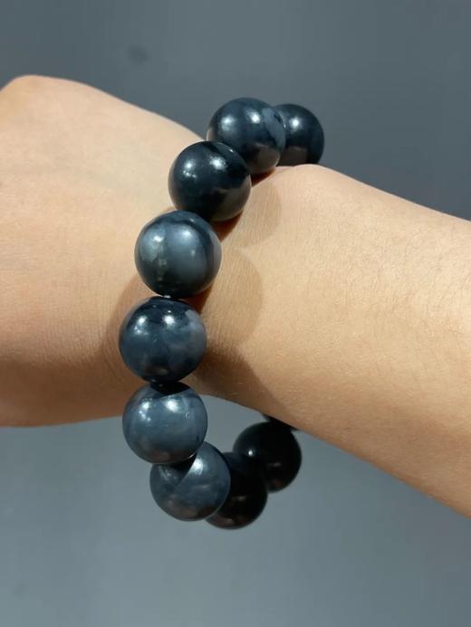 和田青花料墨玉圆珠手链，顺丰包邮 商品图3