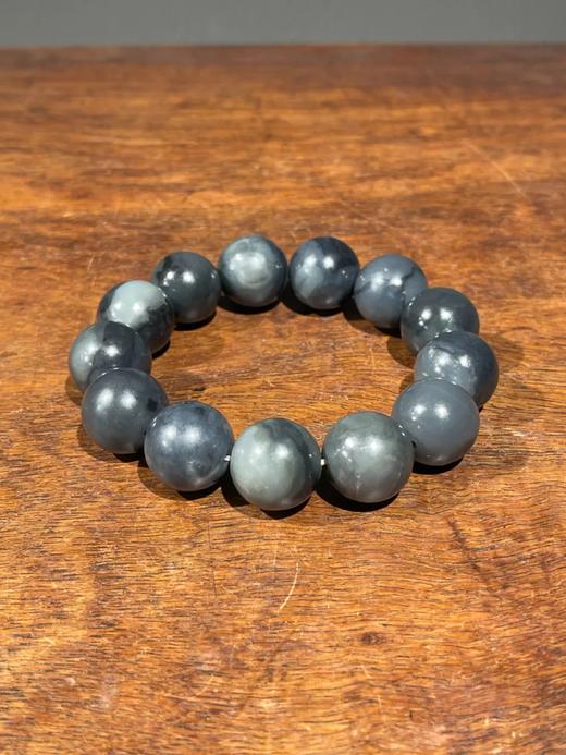 和田青花料墨玉圆珠手链，顺丰包邮 商品图1