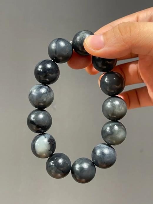 和田青花料墨玉圆珠手链，顺丰包邮 商品图13