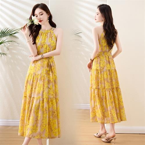 XL-fyz2527夏季太古里黄袍海边度假风气质连衣裙 商品图4