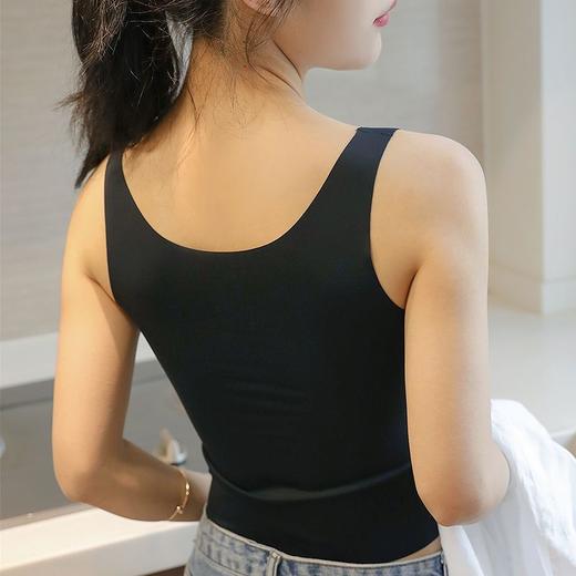DD-无痕细肩带冰丝背心带胸垫露肚脐防走光运动打底内衣外穿性感裹胸 商品图8