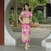 夏季新中式国风盘扣低开叉粉色芍药印花改良旗袍GSJ-3373 商品缩略图3