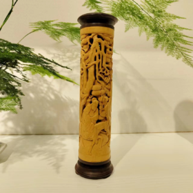 踏雪寻梅°黄杨木香筒