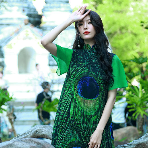 雀翎戏绿连衣裙 |  杨老师同款 | 现货加急发 商品图2
