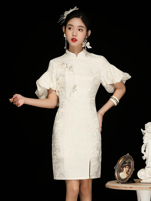 中国风女装，新款春秋新中式提花改良旗袍裙OY-230285 商品图1