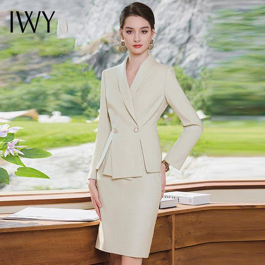 IWY/高级设计感西装套装裙女法式气质小香风西服开叉设计感职业装CS1844 商品图2